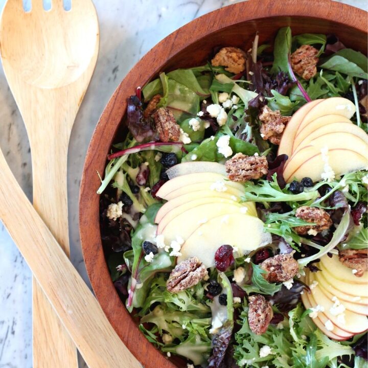 Apple and Blue Cheese Salad with Candied Pecans Thyme For The Table