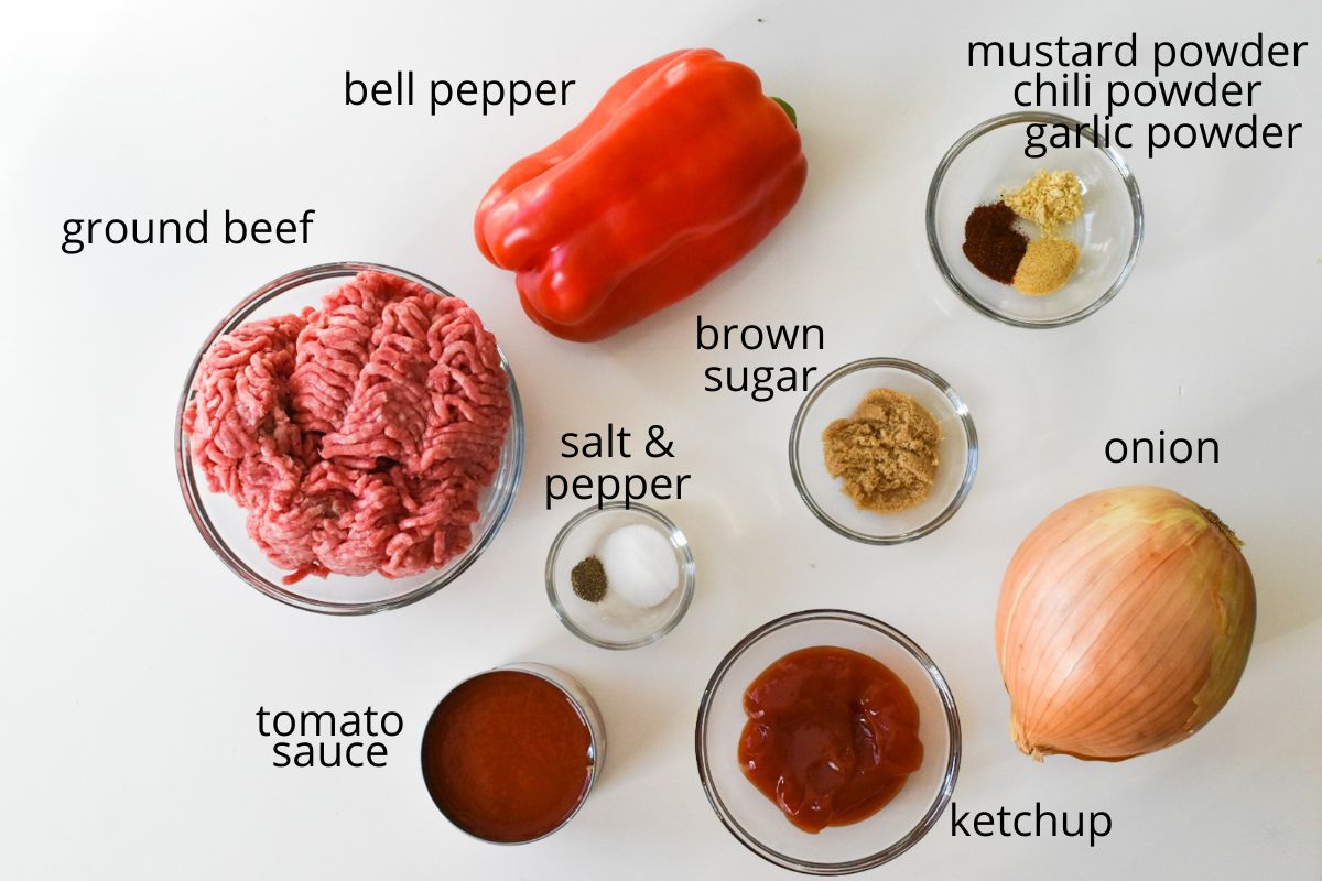 The ingredients for old fashioned sloppy joes.
