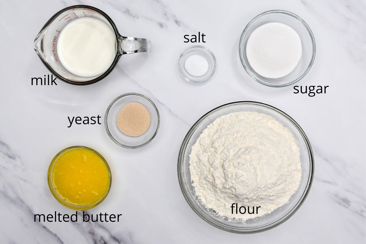 The ingredients used eggless cinnamon roll dough.